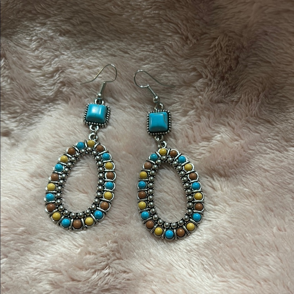 Elegant Silver and Turquoise Earrings